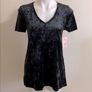 SPRING+MERCER Velvet black shirt short sleeves S